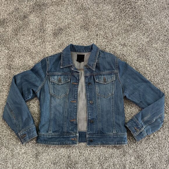 The Limited Denim Jean Jacket Blue Cotton Long Sleeve Women’s Size Medium - Picture 2 of 14